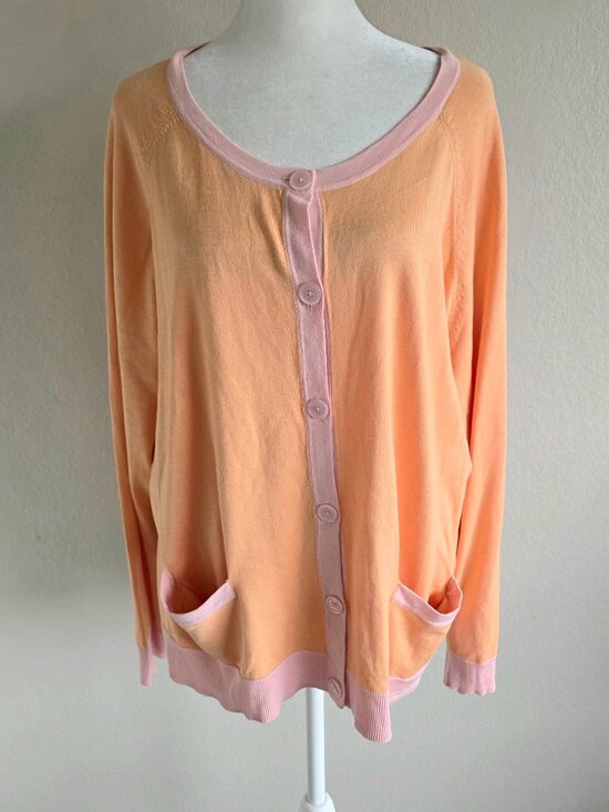 Talbots Sweaters - Talbots Plus Size 3X Cardigan Sweater Silk Blend Lightweight Orange Pink NEW